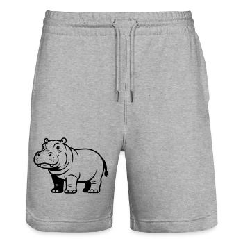 Nilpferd - Stanley/Stella Unisex Bio Joggingshorts Trainer  - Grau meliert - Vorne - Nik (191cm) & Marisol (170cm)