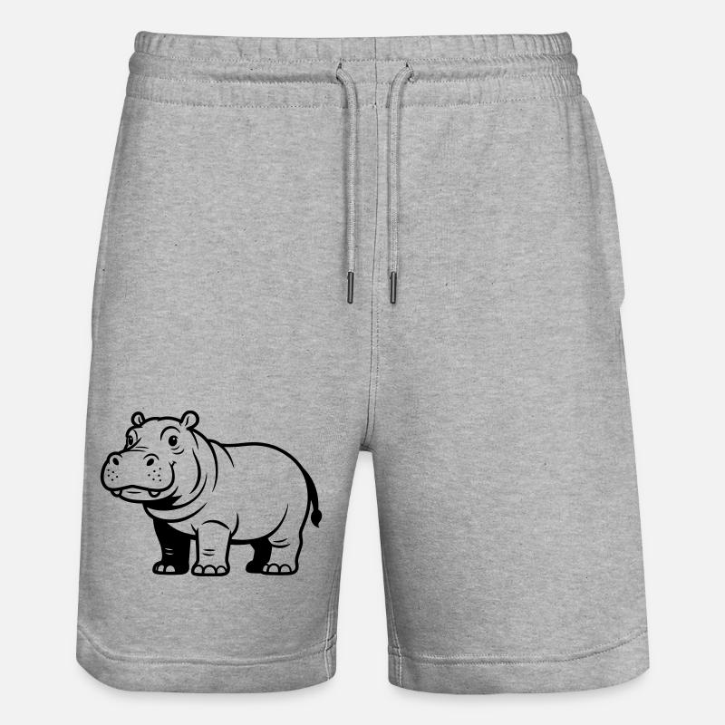 hippopotame - Short de jogging bio TRAINER Stanley/Stella unisexe - gris chiné