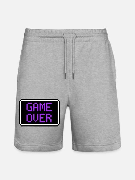 Game Over Shield Retro Gamer - Stanley/Stella Trainer Unisex Organic Jogging Shorts - heather grey
