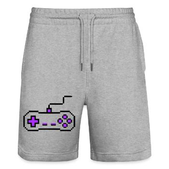 Retro Gamepad Controller Zocker - Stanley/Stella Unisex Bio Joggingshorts Trainer  - Grau meliert - Vorne - Nik (191cm) & Marisol (170cm)