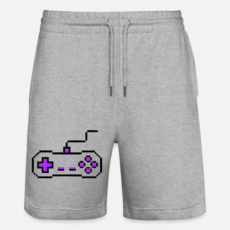 Joueur avec manette rétro - Short de jogging bio TRAINER Stanley/Stella unisexe - gris chiné