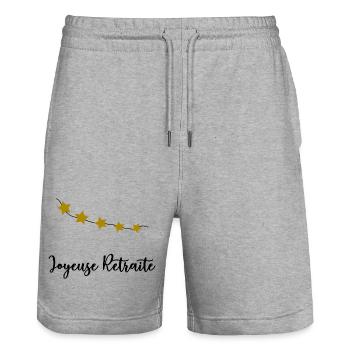 JOYEUSE RETRAITE. RETRAITE. RETRAITEE. RETRAITE - Short de jogging bio TRAINER Stanley/Stella unisexe - gris chiné - Devant - Nik (191cm) & Marisol (170cm)