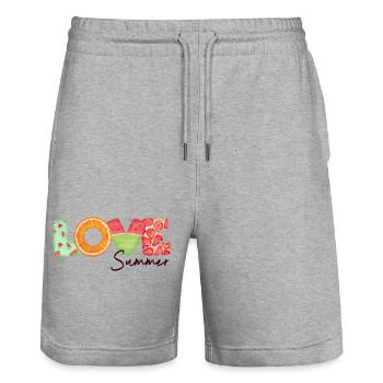 Love Summer  - Stanley/Stella Trainer Unisex Organic Jogging Shorts - heather grey - Front - Nik (191cm) & Marisol (170cm)