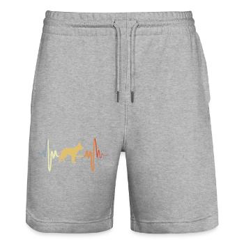 German Shepherd Pulse - Stanley/Stella Trainer Unisex Organic Jogging Shorts - heather grey - Front - Nik (191cm) & Marisol (170cm)