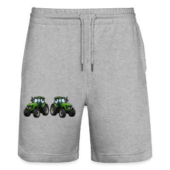Tractor Green - Agriculture Design - Stanley/Stella Trainer Unisex Organic Jogging Shorts - heather grey - Front - Nik (191cm) & Marisol (170cm)