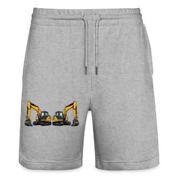 Bagger Fahrzeug Maschine - Stanley/Stella Unisex Bio Joggingshorts Trainer  - Grau meliert - Vorne - Nik (191cm) & Marisol (170cm)