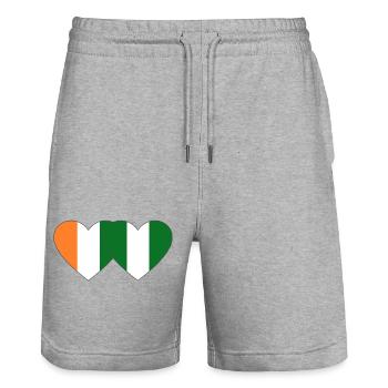 Cœur du drapeau du Nigeria de Côte d’Ivoire - Short de jogging bio TRAINER Stanley/Stella unisexe - gris chiné - Devant - Nik (191cm) & Marisol (170cm)