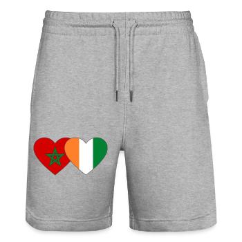 Cœur du drapeau du Maroc de Côte d’Ivoire - Short de jogging bio TRAINER Stanley/Stella unisexe - gris chiné - Devant - Nik (191cm) & Marisol (170cm)