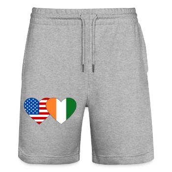 Cœur du drapeau de la Côte d’Ivoire des États-Unis - Short de jogging bio TRAINER Stanley/Stella unisexe - gris chiné - Devant - Nik (191cm) & Marisol (170cm)