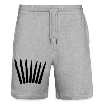 Chirurgien | Scalpels | Scalpels - Dessin noir - Short de jogging bio TRAINER Stanley/Stella unisexe - gris chiné - Devant - Nik (191cm) & Marisol (170cm)