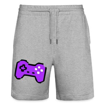 Weird Retro Controller Gamer - Stanley/Stella Trainer Unisex Organic Jogging Shorts - heather grey - Front - Nik (191cm) & Marisol (170cm)