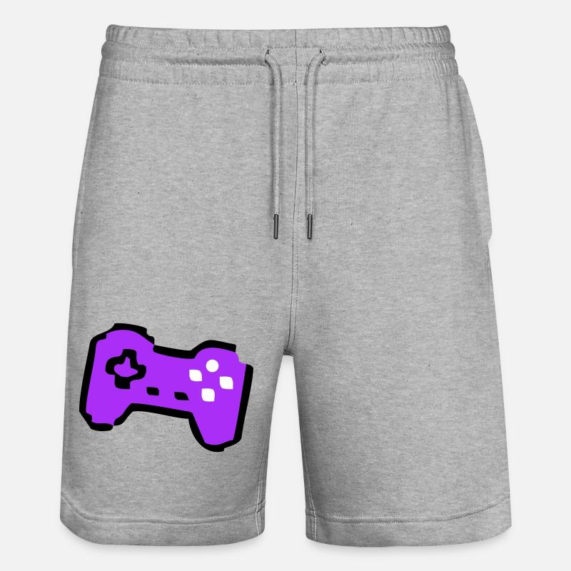  Schräger Retro Controller Gamer - Stanley/Stella Unisex Bio Joggingshorts Trainer  - Grau meliert