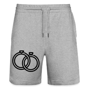 alliances mariage - Short de jogging bio TRAINER Stanley/Stella unisexe - gris chiné - Devant - Nik (191cm) & Marisol (170cm)