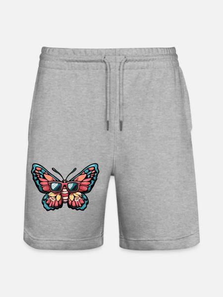 Schmetterling Comic Urlaub - Stanley/Stella Unisex Bio Joggingshorts Trainer - Grau meliert