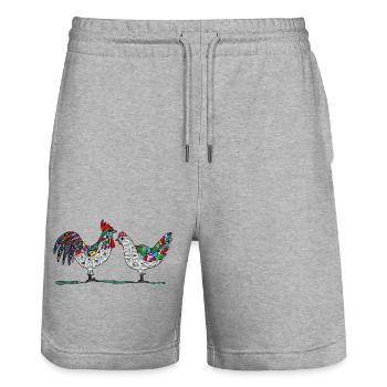 Hahn und Henne - Stanley/Stella Unisex Bio Joggingshorts Trainer  - Grau meliert - Vorne - Nik (191cm) & Marisol (170cm)