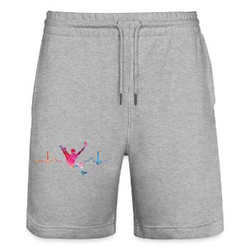Battement de cœur de Boulderer Bloc Bloc - Short de jogging bio TRAINER Stanley/Stella unisexe - gris chiné - Devant - Nik (191cm) & Marisol (170cm)