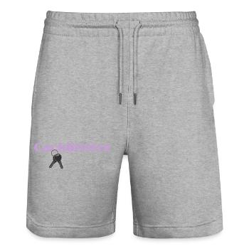 Cachottière Clés et Mystère - Short de jogging bio TRAINER Stanley/Stella unisexe - gris chiné - Devant - Nik (191cm) & Marisol (170cm)