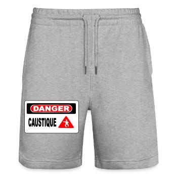 Panneau Danger Caustique - Short de jogging bio TRAINER Stanley/Stella unisexe - gris chiné - Devant - Nik (191cm) & Marisol (170cm)