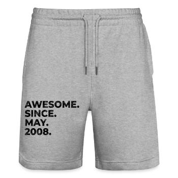 Awesome since May 2008 | Birthday | Gift - Stanley/Stella Trainer Unisex Organic Jogging Shorts - heather grey - Front - Nik (191cm) & Marisol (170cm)