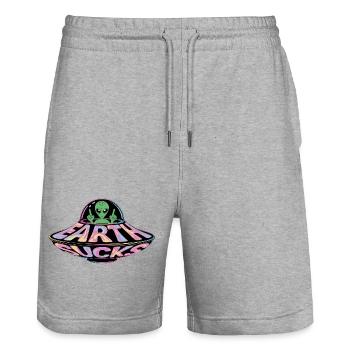 Néon OVNI Terre Suce Extraterrestre, Erde - Short de jogging bio TRAINER Stanley/Stella unisexe - gris chiné - Devant - Nik (191cm) & Marisol (170cm)