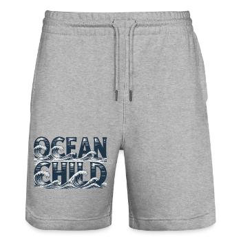 Ocean Child Wellenkunst - Stanley/Stella Unisex Bio Joggingshorts Trainer  - Grau meliert - Vorne - Nik (191cm) & Marisol (170cm)