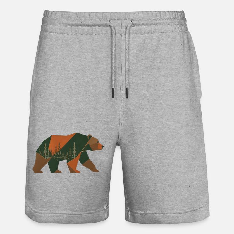 Ours de la forêt géométrique - Short de jogging bio TRAINER Stanley/Stella unisexe - gris chiné