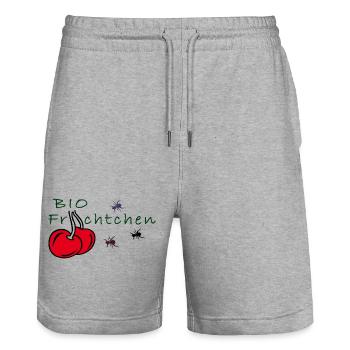 Kirschen - Stanley/Stella Unisex Bio Joggingshorts Trainer  - Grau meliert - Vorne - Nik (191cm) & Marisol (170cm)