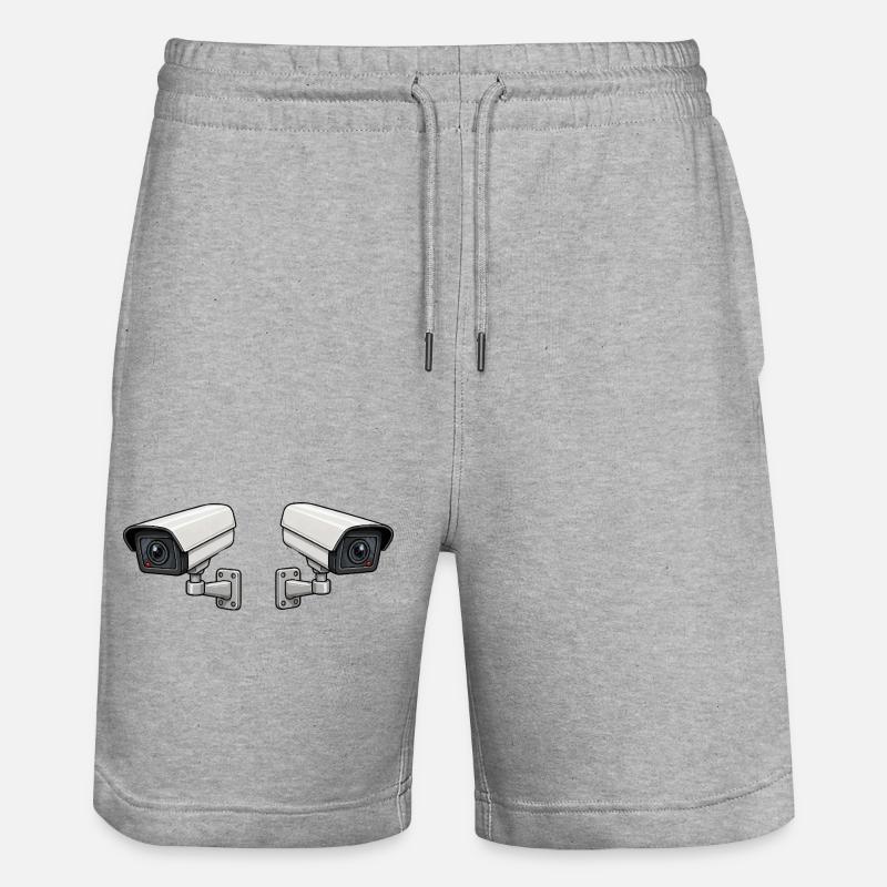 Art de surveillance à double caméra - Short de jogging bio TRAINER Stanley/Stella unisexe - gris chiné