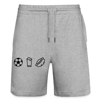Sports Football Beer & Sausage Minimalist Motif - Stanley/Stella Trainer Unisex Organic Jogging Shorts - heather grey - Front - Nik (191cm) & Marisol (170cm)