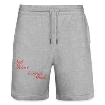 Soft Heart Cosmic Mind - Stanley/Stella Trainer Unisex Organic Jogging Shorts - heather grey - Front - Nik (191cm) & Marisol (170cm)