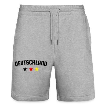 Germany Stars - Stanley/Stella Trainer Unisex Organic Jogging Shorts - heather grey - Front - Nik (191cm) & Marisol (170cm)