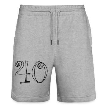 40. 40 ANS. 40e ANNIVERSAIRE. ANNIVERSAIRE 40 ANS. - Short de jogging bio TRAINER Stanley/Stella unisexe - gris chiné - Devant - Nik (191cm) & Marisol (170cm)
