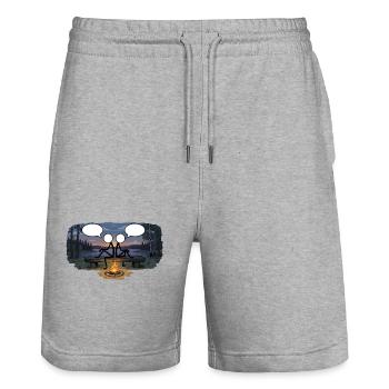 Savo Guys Duo 17 Freundesabend am Lagerfeuer - Stanley/Stella Unisex Bio Joggingshorts Trainer  - Grau meliert - Vorne - Nik (191cm) & Marisol (170cm)