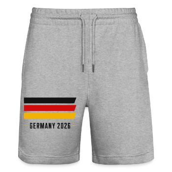 Germany_2026 - Stanley/Stella Unisex Bio Joggingshorts Trainer  - Grau meliert - Vorne - Nik (191cm) & Marisol (170cm)
