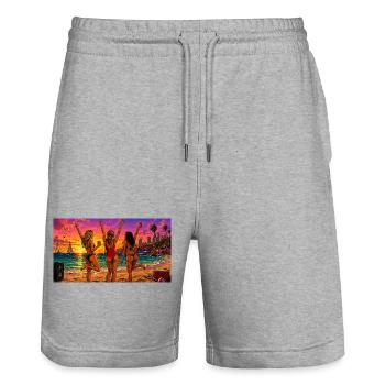 Ocean Mood - Stanley/Stella Unisex Bio Joggingshorts Trainer  - Grau meliert - Vorne - Nik (191cm) & Marisol (170cm)