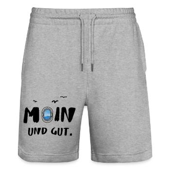 moin und gut - Stanley/Stella Unisex Bio Joggingshorts Trainer  - Grau meliert - Vorne - Nik (191cm) & Marisol (170cm)