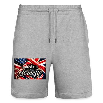 Vereinigte Flaggen bis zur Ewigkeit - Stanley/Stella Unisex Bio Joggingshorts Trainer  - Grau meliert - Vorne - Nik (191cm) & Marisol (170cm)