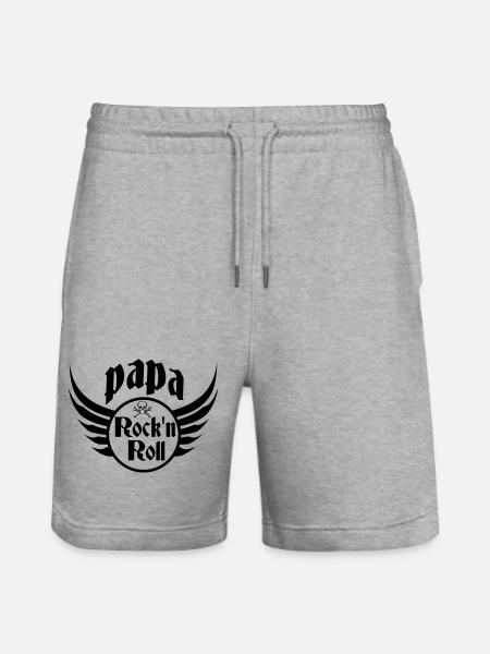 Papa Rock and Roll Skull Wings - Stanley/Stella Trainer Unisex Organic Jogging Shorts - heather grey