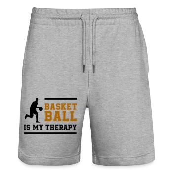 Lettrage rétro du basket-ball - Short de jogging bio TRAINER Stanley/Stella unisexe - gris chiné - Devant - Nik (191cm) & Marisol (170cm)