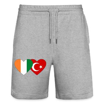 Cœur du drapeau de la Côte d’Ivoire Turquie - Short de jogging bio TRAINER Stanley/Stella unisexe - gris chiné - Devant - Nik (191cm) & Marisol (170cm)