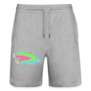 Crocodile Hunting Hunter Hunting - Stanley/Stella Trainer Unisex Organic Jogging Shorts - heather grey - Front - Nik (191cm) & Marisol (170cm)