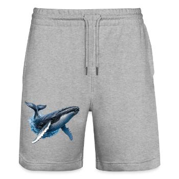 Humpback Whale – Ocean Illustration - Stanley/Stella Trainer Unisex Organic Jogging Shorts - heather grey - Front - Nik (191cm) & Marisol (170cm)