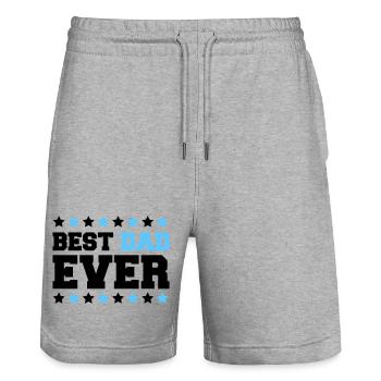 Bold Dad Stars Emblem - Stanley/Stella Trainer Unisex Organic Jogging Shorts - heather grey - Front - Nik (191cm) & Marisol (170cm)