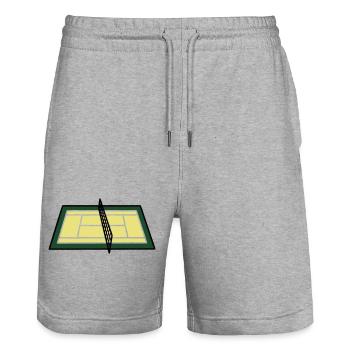 Tennis Court Court Net Geometric - Stanley/Stella Trainer Unisex Organic Jogging Shorts - heather grey - Front - Nik (191cm) & Marisol (170cm)