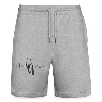 Vertical Scarf Heartbeat Aerial Acrobatics Aerial Silk - Stanley/Stella Trainer Unisex Organic Jogging Shorts - heather grey - Front - Nik (191cm) & Marisol (170cm)