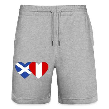 Schottland Peru Flagge Herz  - Stanley/Stella Unisex Bio Joggingshorts Trainer  - Grau meliert - Vorne - Nik (191cm) & Marisol (170cm)