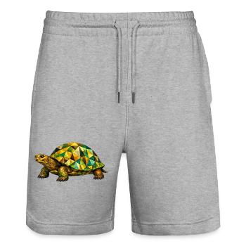 Geometric Turtle - Stanley/Stella Trainer Unisex Organic Jogging Shorts - heather grey - Front - Nik (191cm) & Marisol (170cm)