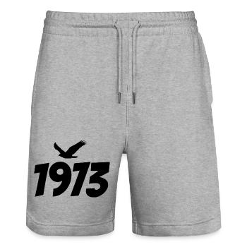 1973 Vintage Jahrgang Adler Grafik - Stanley/Stella Unisex Bio Joggingshorts Trainer  - Grau meliert - Vorne - Nik (191cm) & Marisol (170cm)