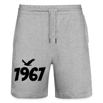 1967 Vintage Jahrgang Adler Grafik - Stanley/Stella Unisex Bio Joggingshorts Trainer  - Grau meliert - Vorne - Nik (191cm) & Marisol (170cm)