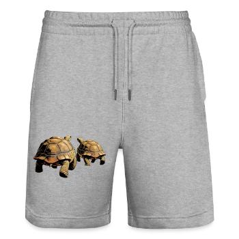 Duo turtles in the evening light - Stanley/Stella Trainer Unisex Organic Jogging Shorts - heather grey - Front - Nik (191cm) & Marisol (170cm)
